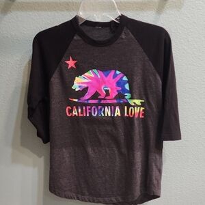 California Love Long Sleeve Tee - Black and Gray Size Small